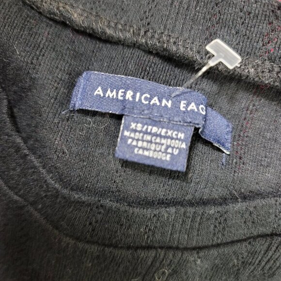 American Eagle Black Perforated Circle Women's Longsleeve Top | Size XS - Picture 4 of 7